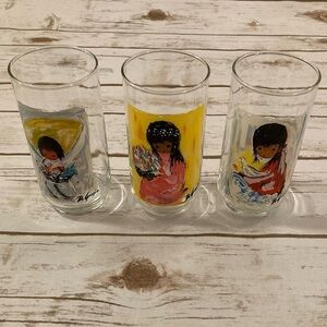 Vintage De Grazia Southwestern Native Children Glass Tumblers